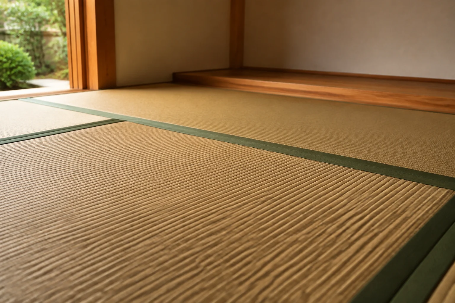 緑色の縁が付いた畳の仕上がりイメージ